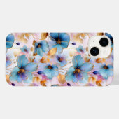 Schöne blaue Blumen Alkohol Tinte Pastel Case-Mate iPhone Hülle (Rückseite (Horizontal))