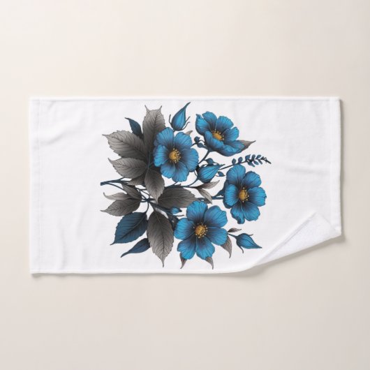 schöne blaue Blumen Badhandtuch Set (Handtuch)