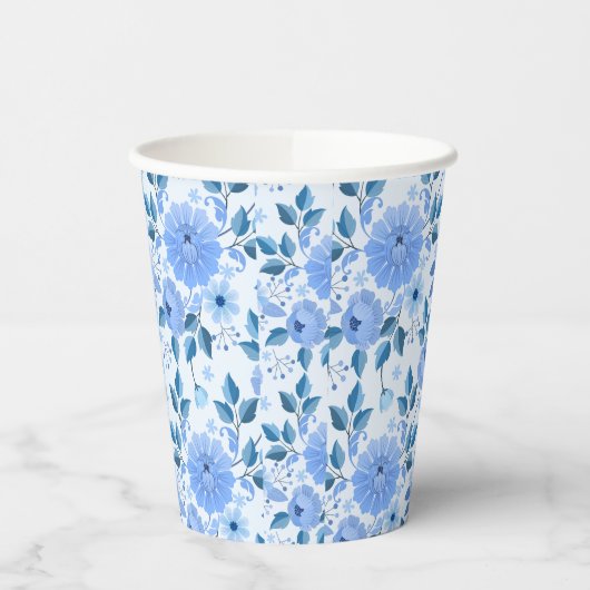 schöne blaue Blumen Design Geschenkmuster für sie Pappbecher (Links)