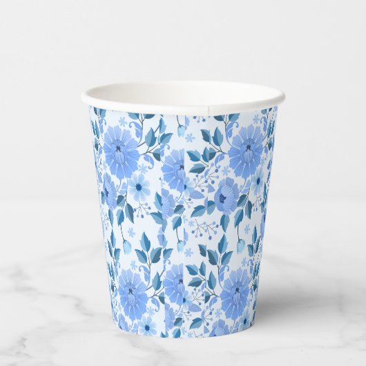 schöne blaue Blumen Design Geschenkmuster für sie Pappbecher (Rechts)