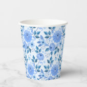 schöne blaue Blumen Design Geschenkmuster für sie Pappbecher (Vorderseite)