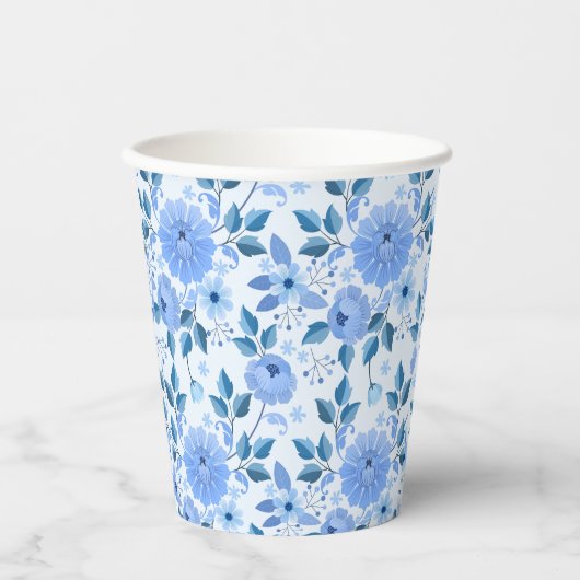 schöne blaue Blumen Design Geschenkmuster für sie Pappbecher (Vorderseite)