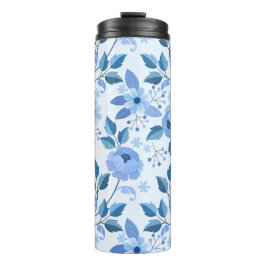 schöne blaue Blumen Design Geschenkmuster für sie Thermosbecher