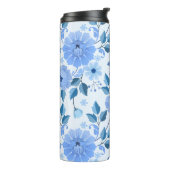 schöne blaue Blumen Design Geschenkmuster für sie Thermosbecher (Nach links gedreht)