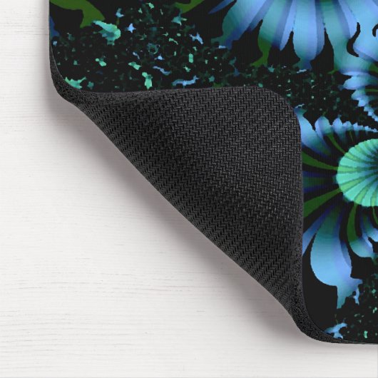 Schöne blaue Blumen Feines Fraktal Kunst Mousepad (Ecke)