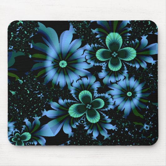 Schöne blaue Blumen Feines Fraktal Kunst Mousepad (Vorne)
