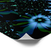 Schöne blaue Blumen Feines Fraktal Kunst Poster (Ecke)