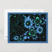 Schöne blaue Blumen Feines Fraktal Kunst Postkarte (Vorne/Hinten)