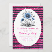 Schöne blaue Blumen Geburtstag Einladung (Vorderseite)