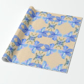 Schöne blaue Blumen Geschenkpapier (Ungerollt)
