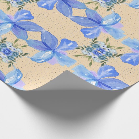 Schöne blaue Blumen Geschenkpapier (Ecke)