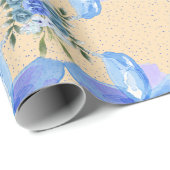 Schöne blaue Blumen Geschenkpapier (Rolleneckpunkt)