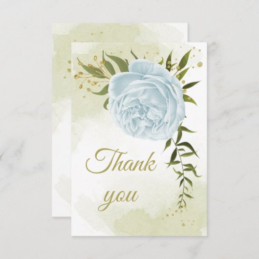 schöne blaue Blumen Grünpflanzen botanisch Dankeskarte (Vorne/Hinten)