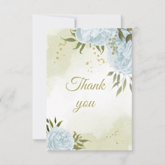 schöne blaue Blumen Grünpflanzen botanisch Dankeskarte (Vorderseite)