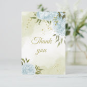 schöne blaue Blumen Grünpflanzen botanisch Dankeskarte (Stehend Vorderseite)