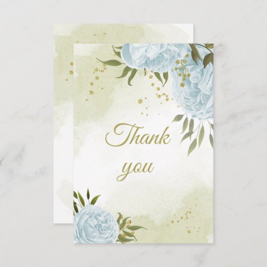 schöne blaue Blumen Grünpflanzen botanisch Dankeskarte (Vorne/Hinten)