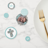 Schöne blaue Blumenrahmen Cross Foto Taufe Konfetti (Gruppe)