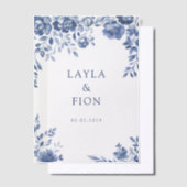 Schöne blaue Blumenrahmen Pergament Einladungen (Versetzt)