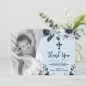 Schöne blaue Blumentaufen Vielen Dank Karten (Stehend Vorderseite)