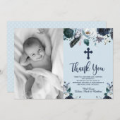 Schöne blaue Blumentaufen Vielen Dank Karten (Vorne/Hinten)