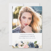 Schöne blaue Blütenblütenparty Einladung (Rückseite)