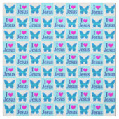 SCHÖNE BLAUE BUTTERFLY I LIEBE JESUS FABRIC STOFF (Muster)