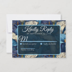 Schöne blaue Calla-Lilien-Blüten-Vintage-Hochzeit RSVP Karte