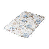Schöne blaue Creme Beige Braune Blumen Badematte (Schrägansicht)