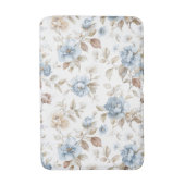 Schöne blaue Creme Beige Braune Blumen Badematte (Vorderseite Vertikal)