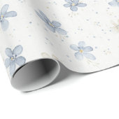 Schöne blaue Creme-Blumen-Geburtstag Geschenkpapier (Rolleneckpunkt)
