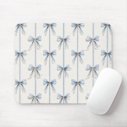 Schöne blaue Creme-Schleifen Mousepad (Mit Mouse)