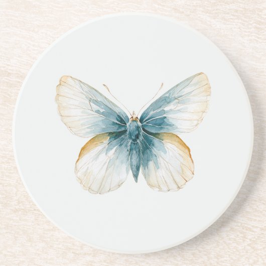 Schöne Blaue Creme-Schmetterling Getränkeuntersetzer (Vorne)