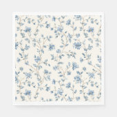 Schöne blaue cremefarbene Blumen Serviette (Vorderseite)