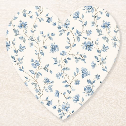 Schöne blaue cremefarbene Blumen Untersetzer (Vorderseite)