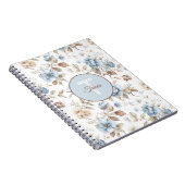 Schöne blaue cremefarbene braune Blumen Notizblock (Rechte Seite)