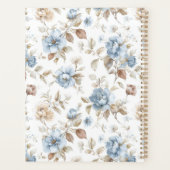 Schöne blaue cremefarbene braune Blumen Planer (Rückseite)