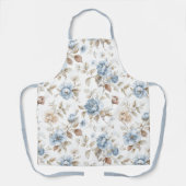 Schöne blaue cremefarbene braune Blumen Schürze (Vorderseite)