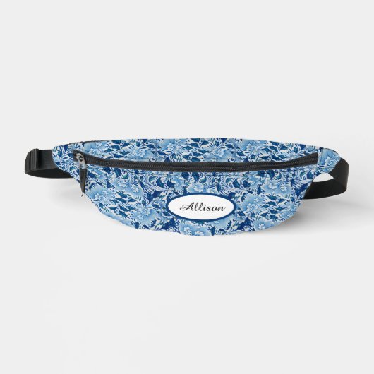 Schöne blaue Damast Bauchtasche (Vorderseite)