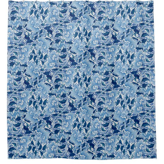 Schöne blaue Damast Duschvorhang (Vorderseite)