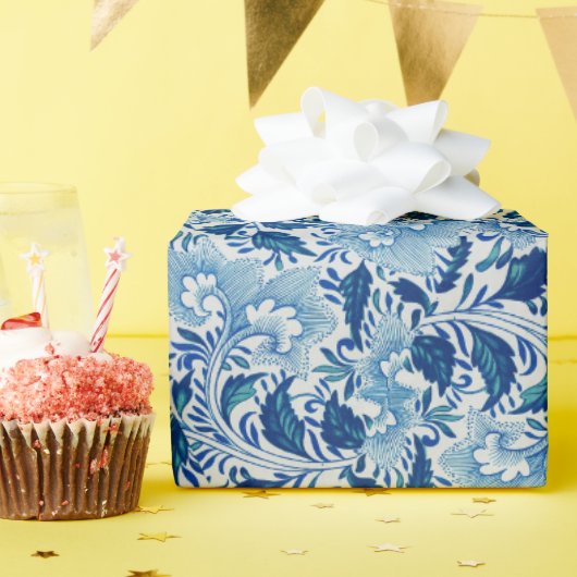 Schöne blaue Damast Geschenkpapier (Geburtstagsparty)
