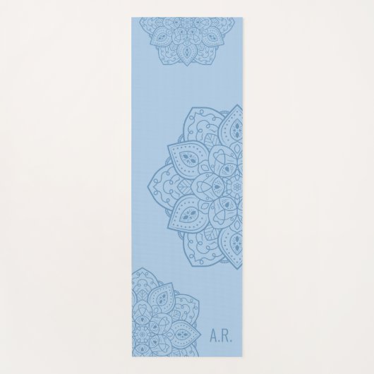 Schöne blaue dekorative moderne Mandala und Initia Yogamatte (Vorderseite)