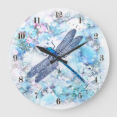 Schöne blaue Dragonfly Große Wanduhr (Vorderseite)