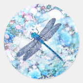 Schöne blaue Dragonfly Runder Aufkleber (Vorderseite)