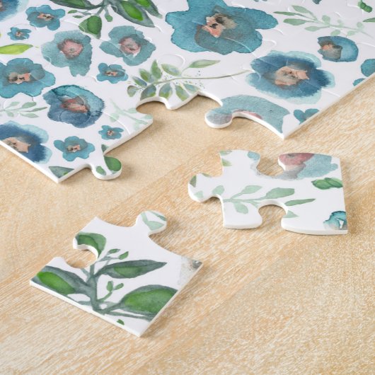 Schöne blaue Elegante Blume Puzzle (Seite)