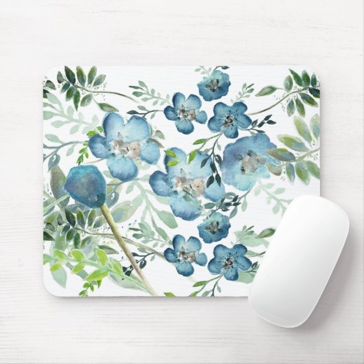 Schöne blaue Elegante Watercolor Grüne Weinkultur  Mousepad (Mit Mouse)