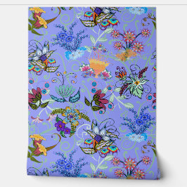 Schöne blaue Fairyland-Blume große Wiederholung Tapete