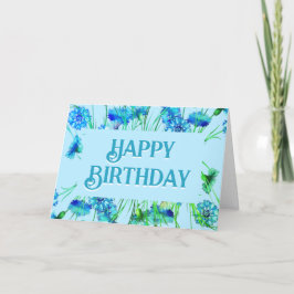 Schöne blaue Flora Art Geburtstag Karte