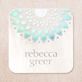 Schöne blaue Flora Lotus Mandala Weißer Marmor Quadratische Visitenkarte