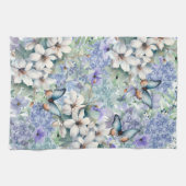 Schöne blaue Florals & Schmetterlinge Geschirrtuch (Horizontal)