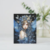 Schöne blaue Flügel Weinreben und Blätter Postkarte (Stehend Vorderseite)